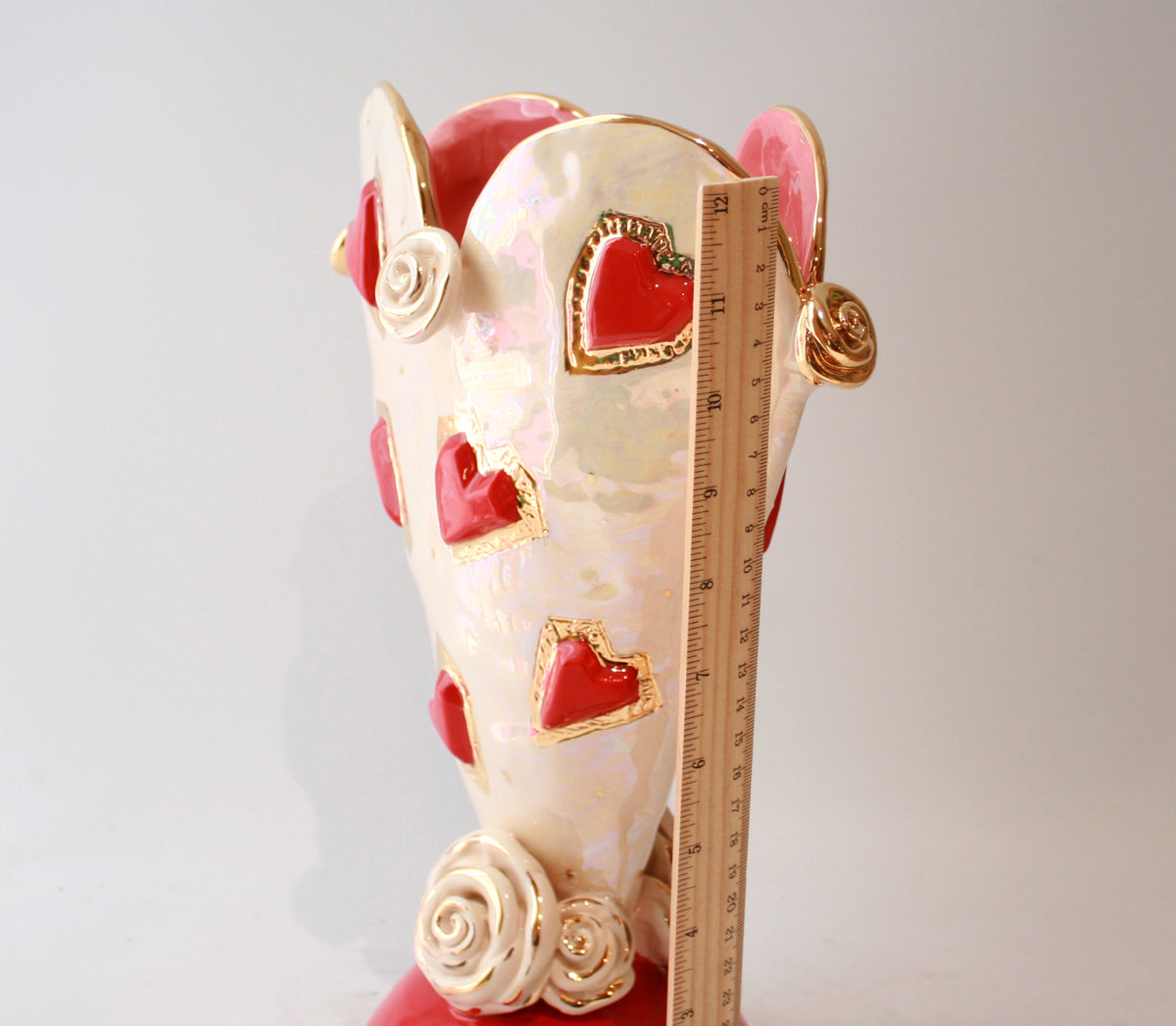 Heart Studded Large Heart Shaped Vase