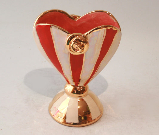 Baby Heart Vase in Red and White Stripes