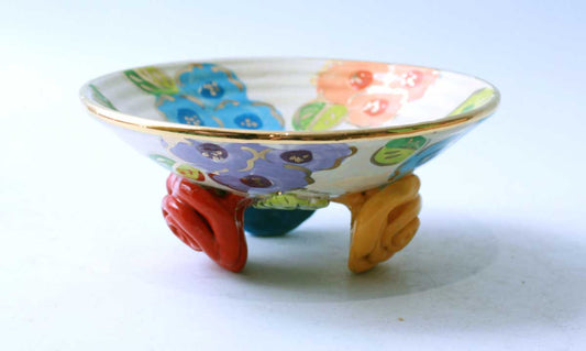 Rose Footed Dish in Petit Fleur