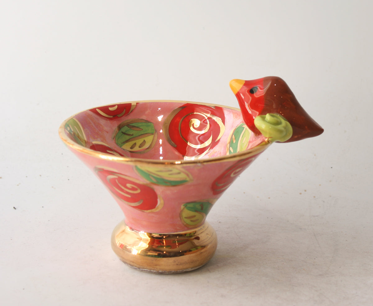 Robin Edged Candy Dish in Rose Red
