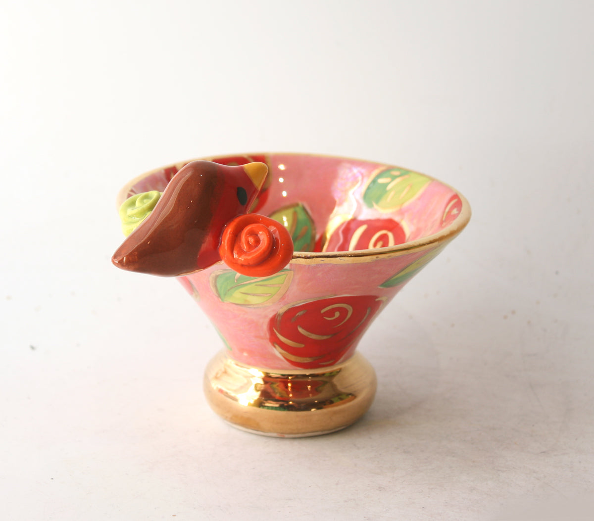 Robin Edged Candy Dish in Rose Red