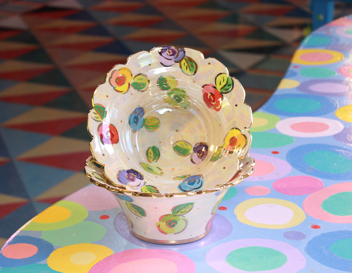 Small Fluted Serving Bowl in Rosebud