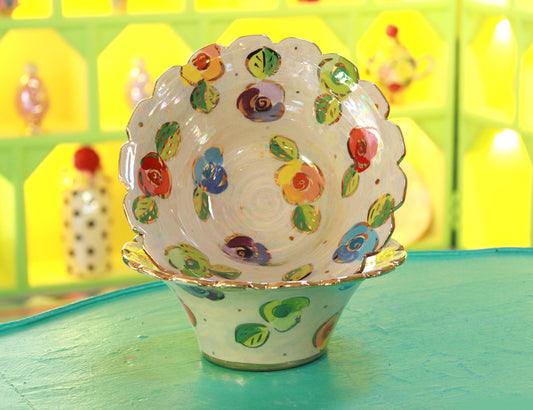 Small Fluted Serving Bowl in Rosebud