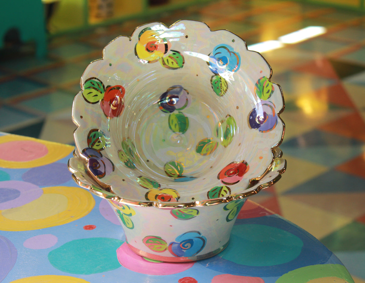 Small Fluted Serving Bowl in Rosebud