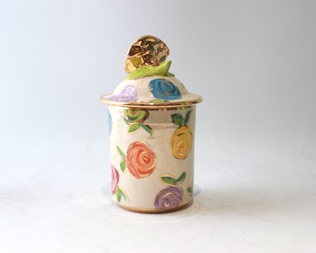 Medium Rose Lidded Tea Caddy in Rosebud