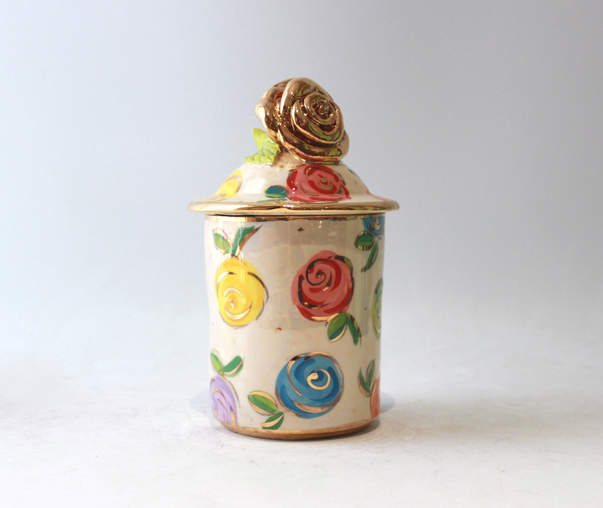 Medium Rose Lidded Tea Caddy in Rosebud