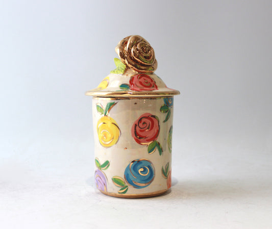 Medium Rose Lidded Tea Caddy in Rosebud