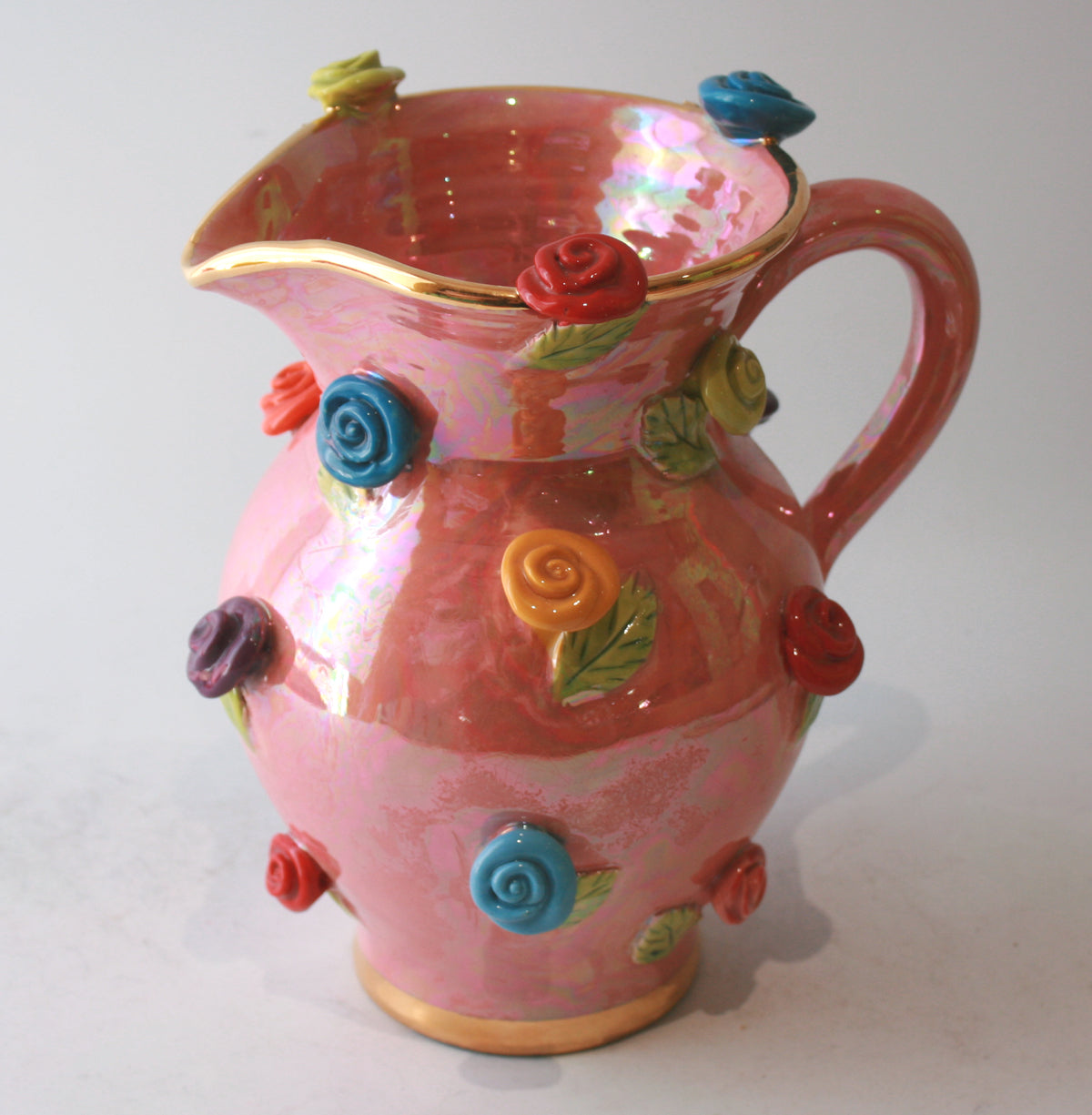 Rose Studded Medium Jug in Pearly Pink