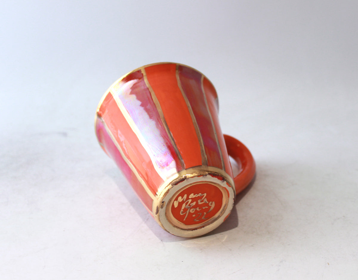 New Shape Large Mug in Orange and Red Stripe