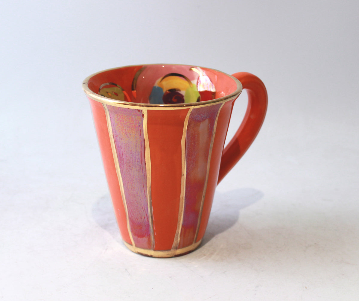 New Shape Large Mug in Orange and Red Stripe