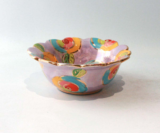 Fluted Cereal Bowl in Gold New Rose Purple