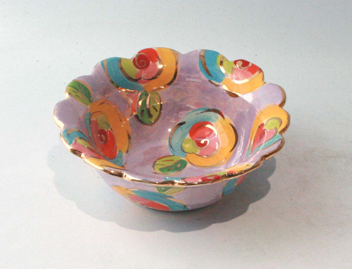 Fluted Cereal Bowl in Gold New Rose Purple