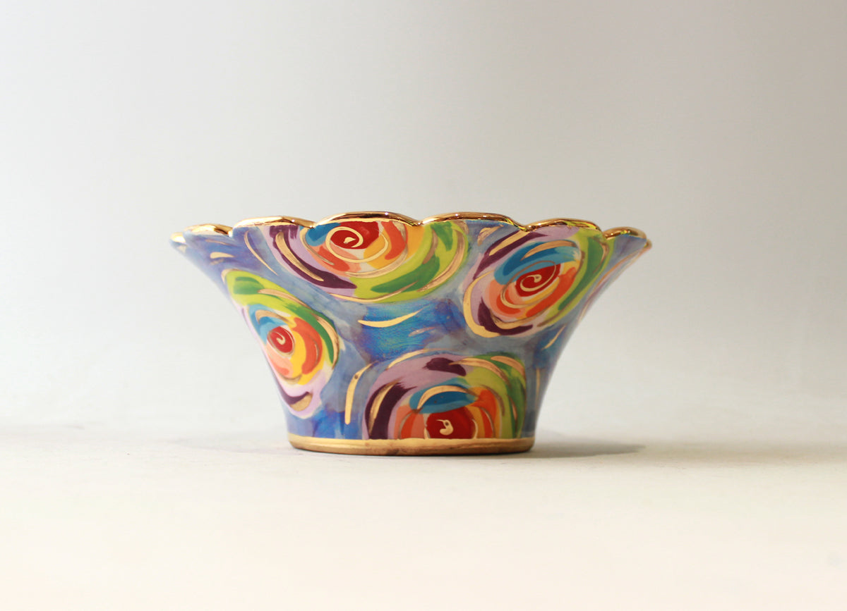 Small Fluted Serving Bowl in Swirls