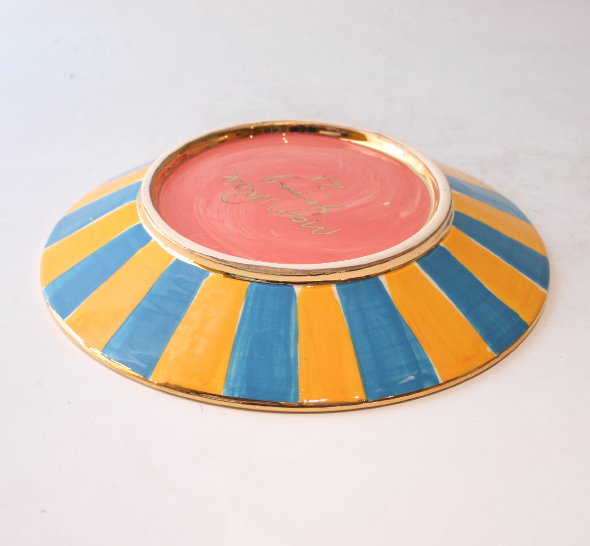 Side Plate Roses Red with Dotty Pink