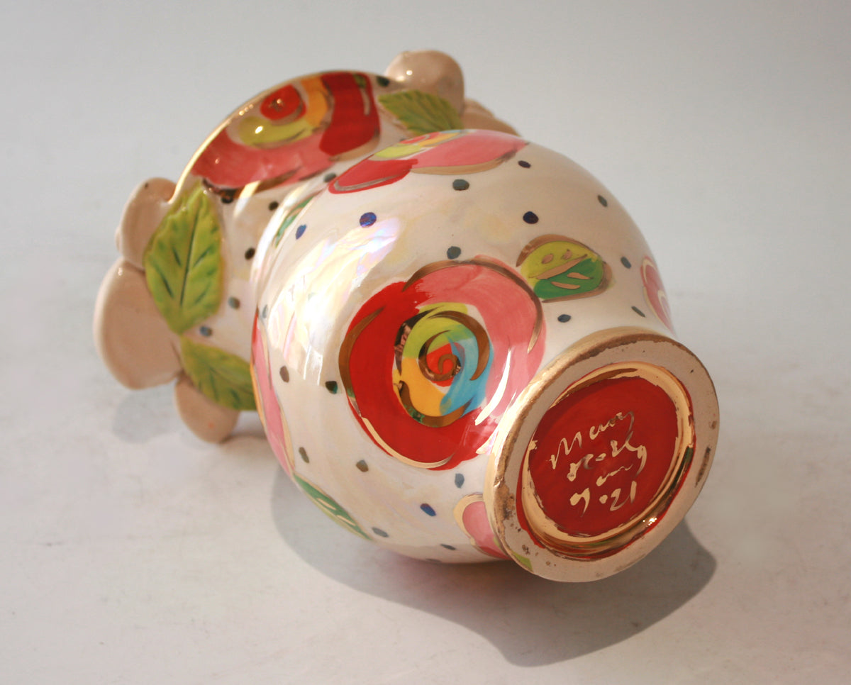 Small Fat Vase in Gold New Rose Polka