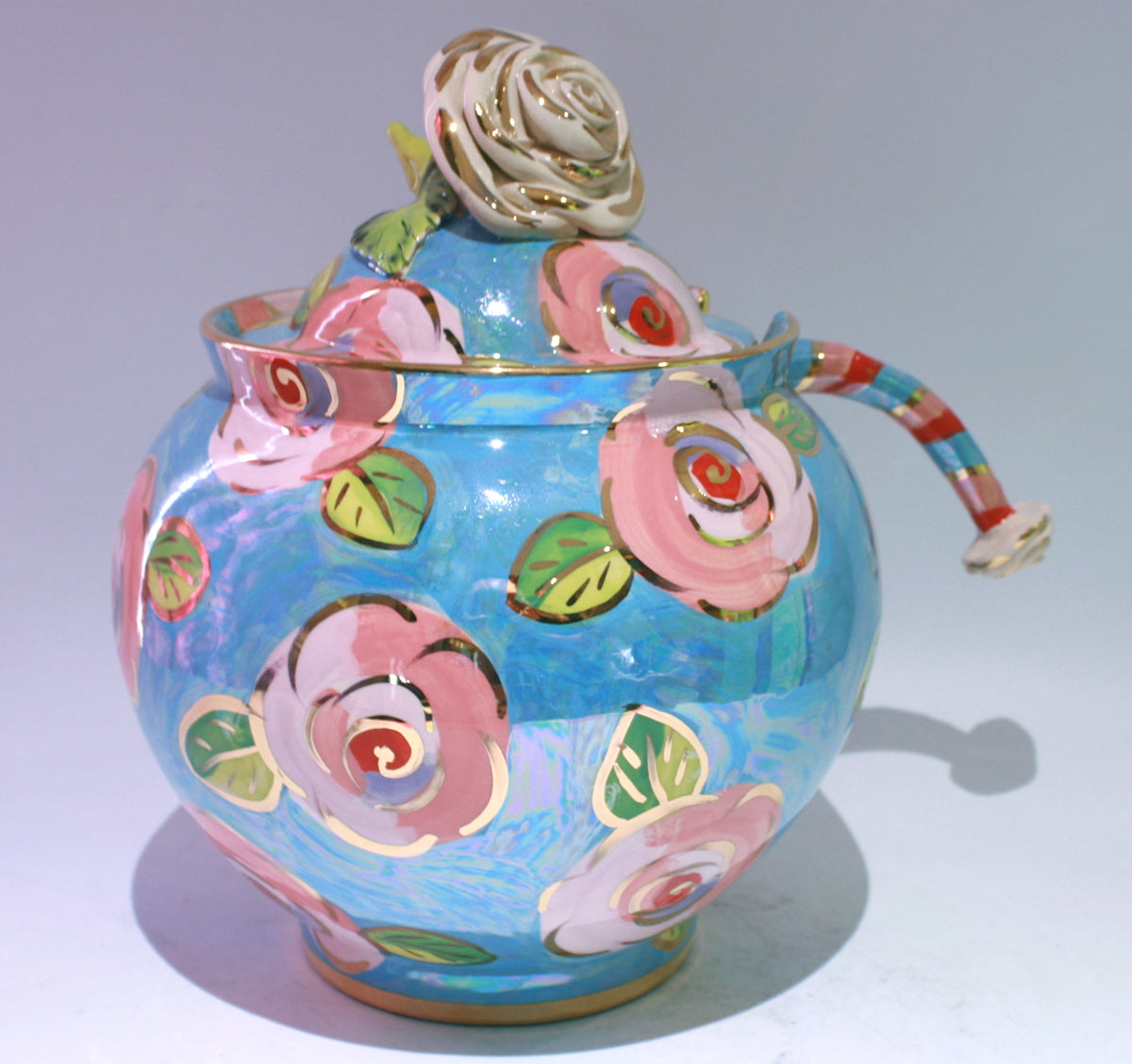 Soup Tureen in Pale Roses on Blue