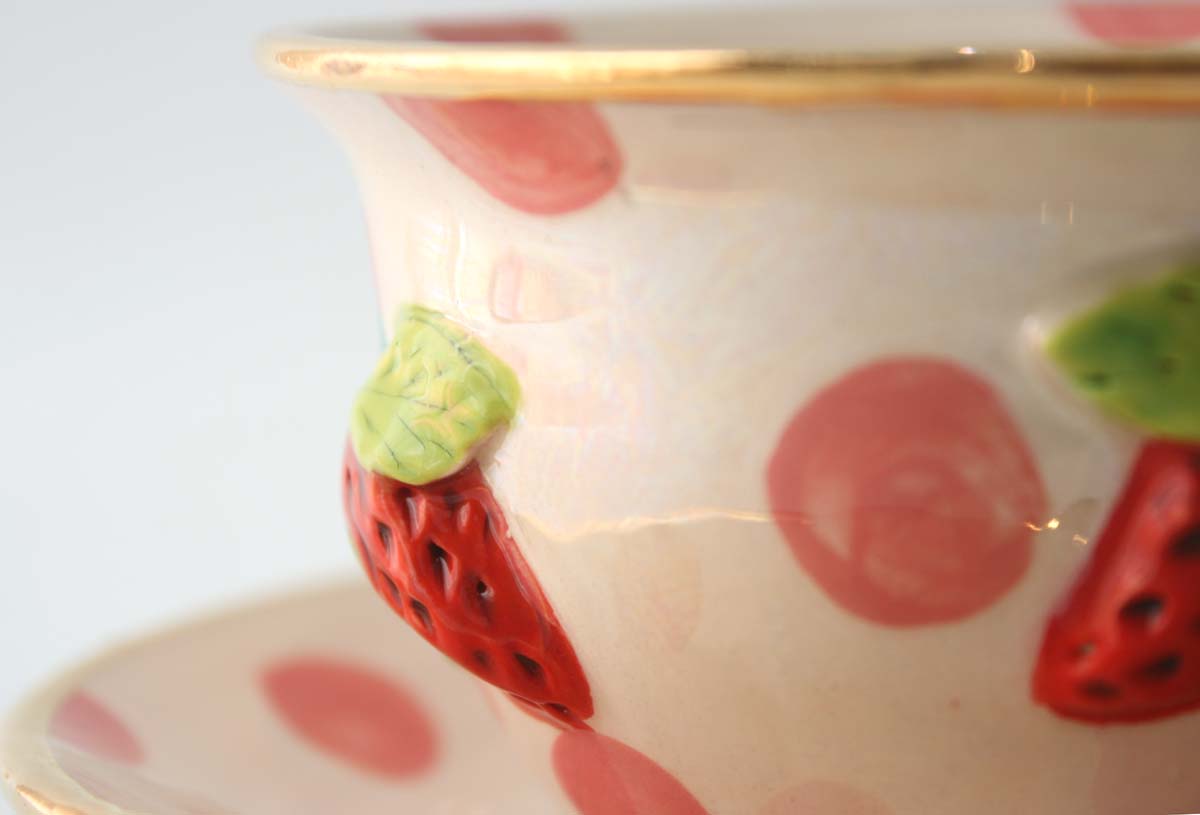 Cup and Saucer in Strawberry