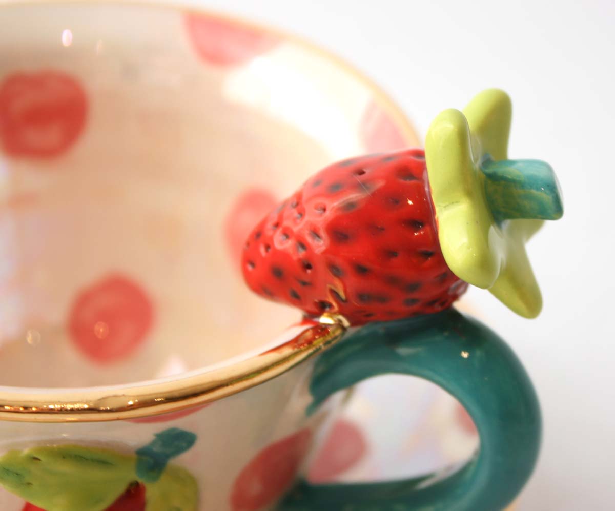 Cup and Saucer in Strawberry