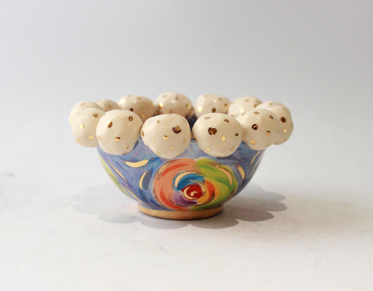 Tiny Beaded Bowl in Swirls