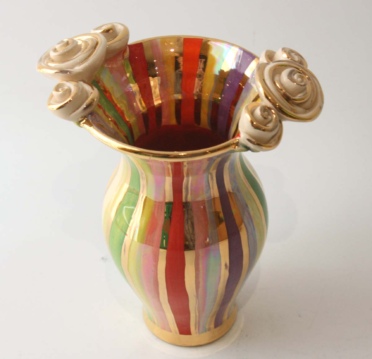 Tiny Rose Edged Vase in Lustred Stripe - MaryRoseYoung