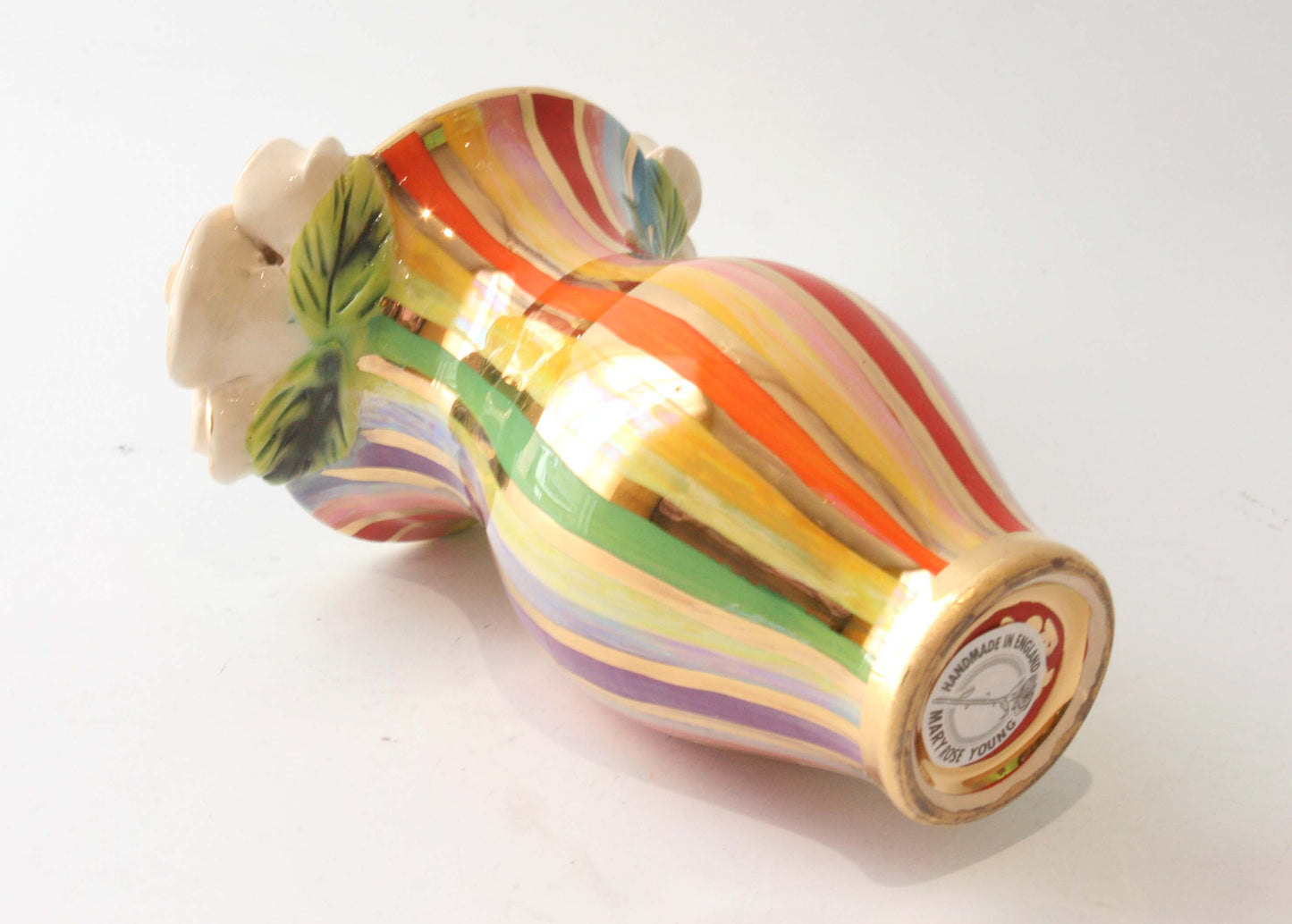 Tiny Rose Edged Vase in Lustred Stripe - MaryRoseYoung