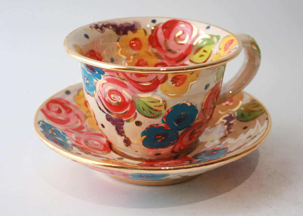 Cup and Saucer in Vintage Floral