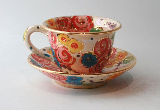 Cup and Saucer in Vintage Floral