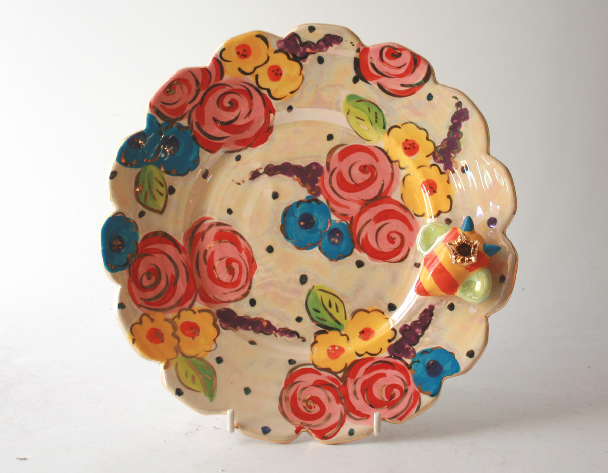 Fluted Display Plate in Vintage Floral