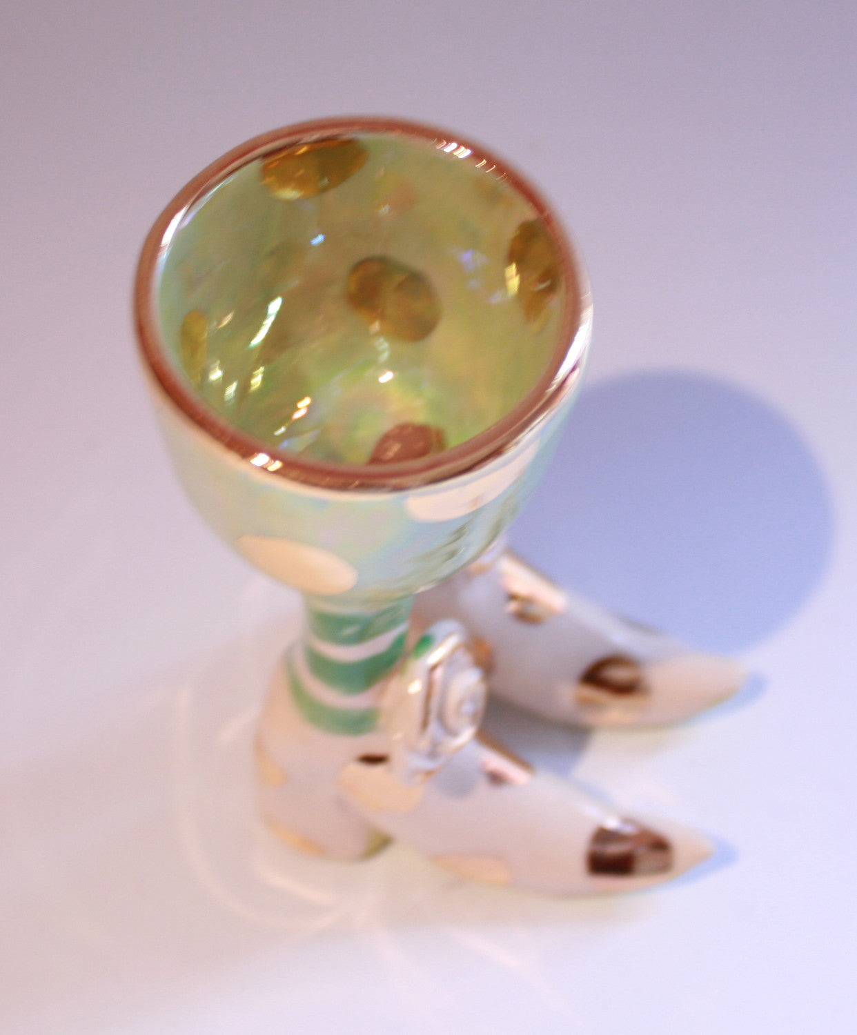 Egg Cup with Pale Green and Gold Dots - MaryRoseYoung