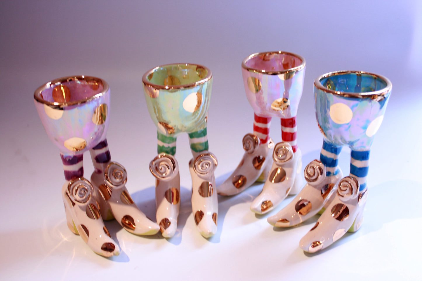 Egg Cup with Pale Green and Gold Dots - MaryRoseYoung
