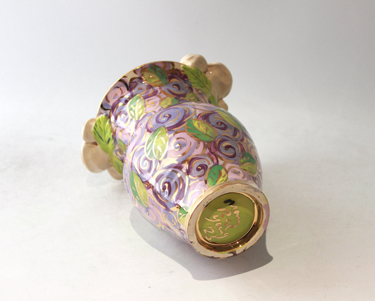 Medium Rose Edged Vase in Purple Rosebush