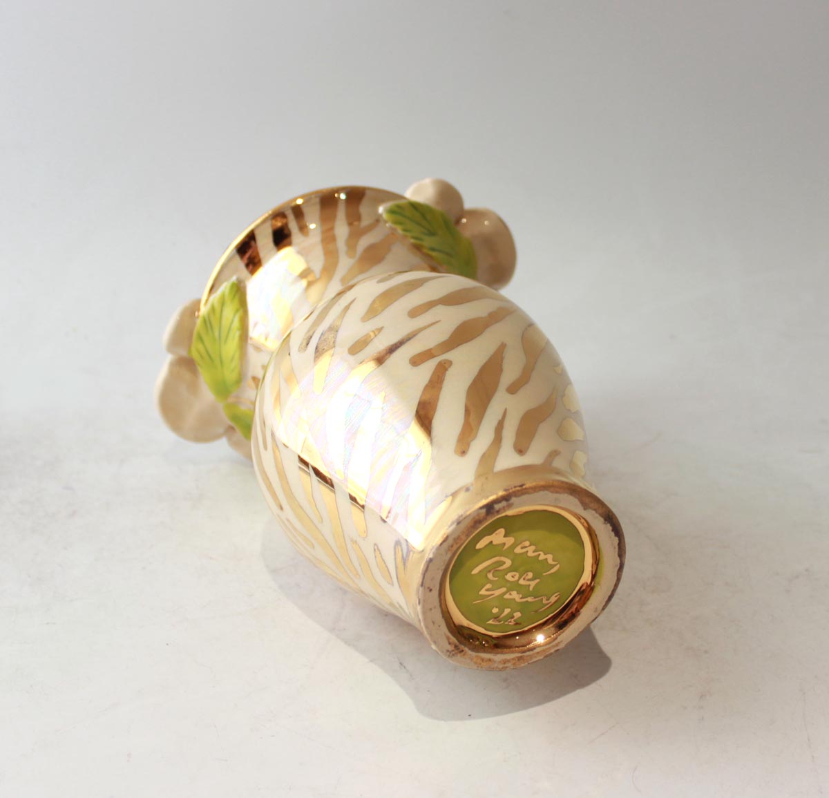Small Rose Edged Vase in Gold Zebra
