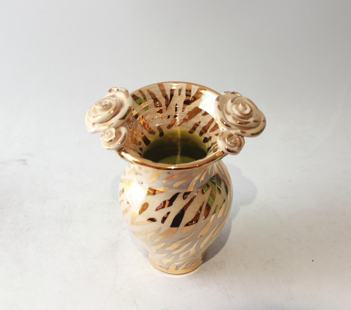 Small Rose Edged Vase in Gold Zebra