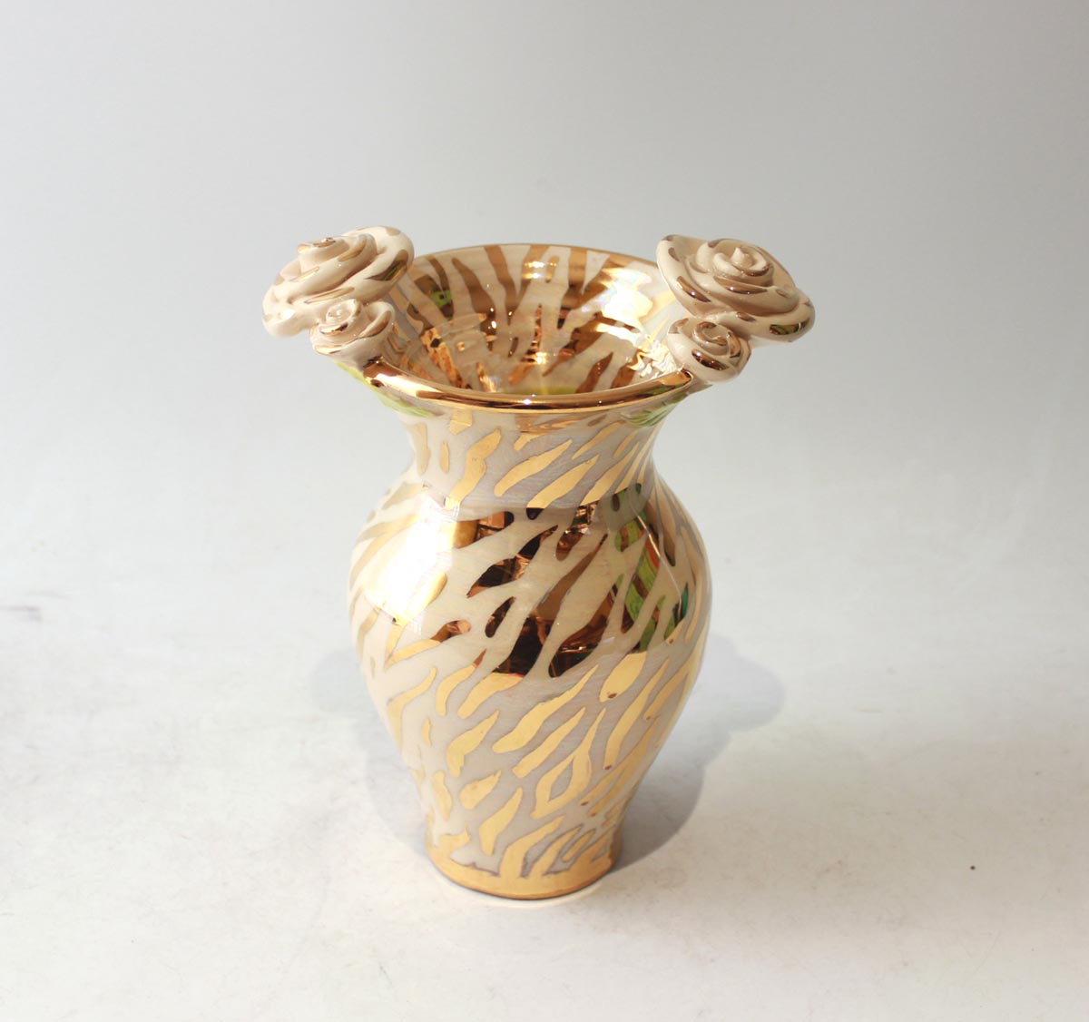Small Rose Edged Vase in Gold Zebra