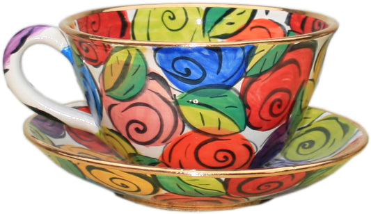 Breakfast Cup and Saucer Block Rose