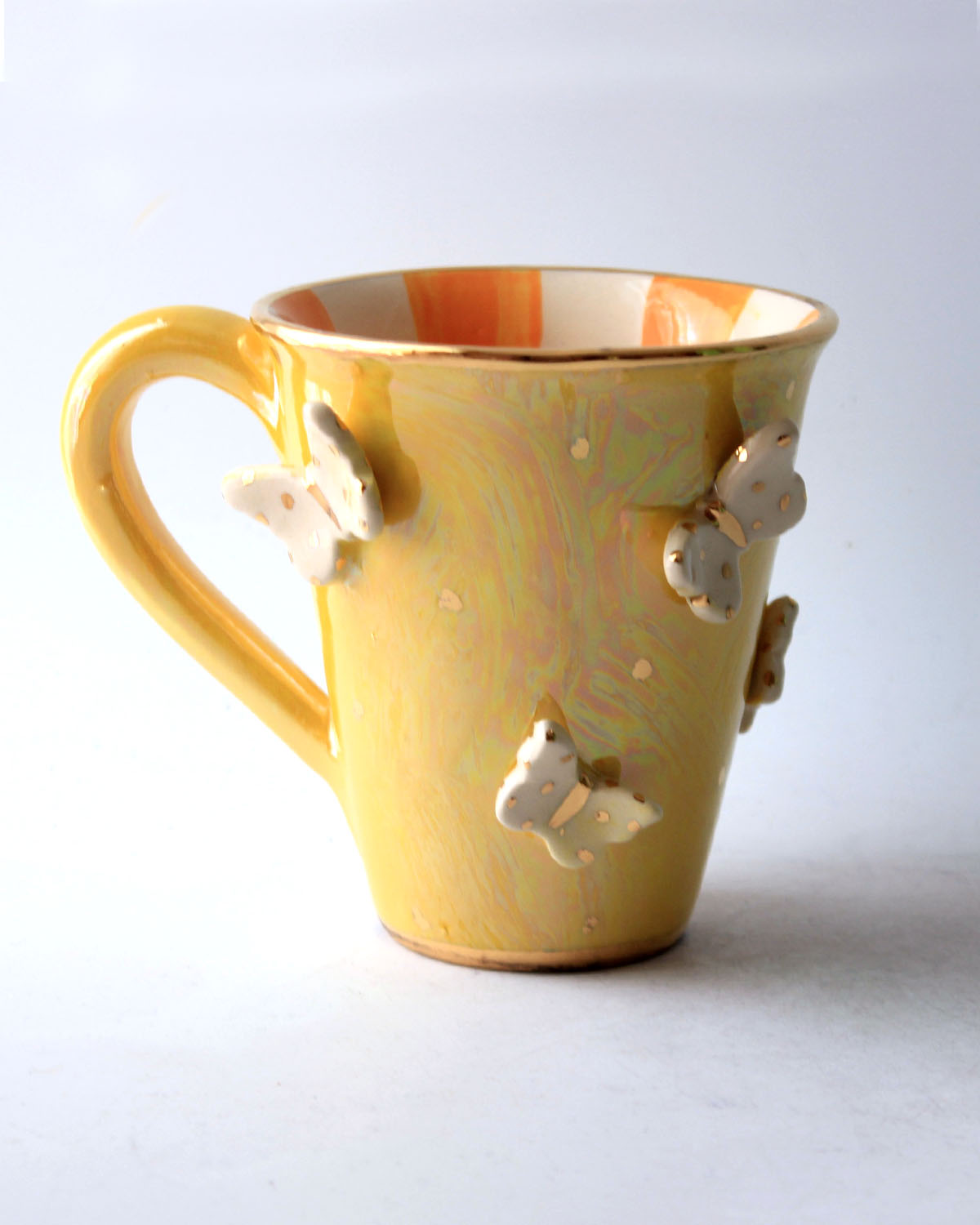 Butterfly Studded Mug Iridescent Yellow