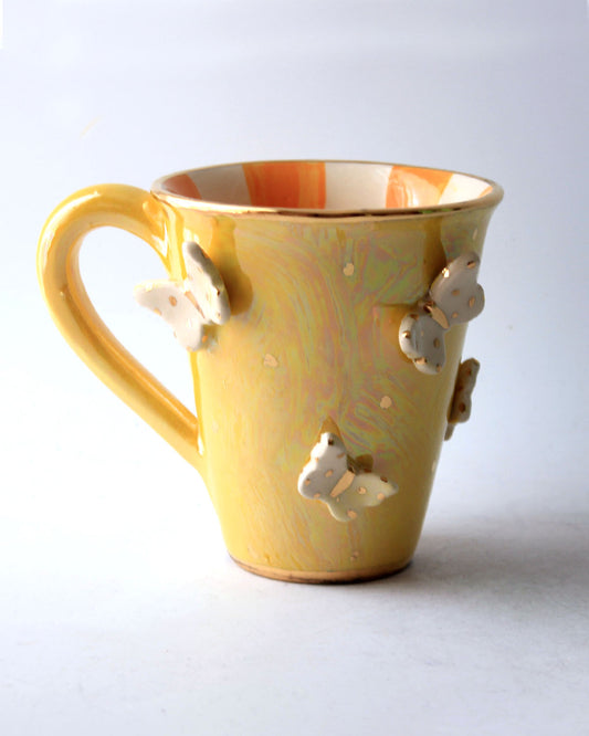 Butterfly Studded Mug Iridescent Yellow
