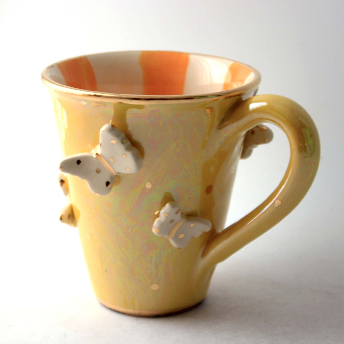 Butterfly Studded Mug Iridescent Yellow