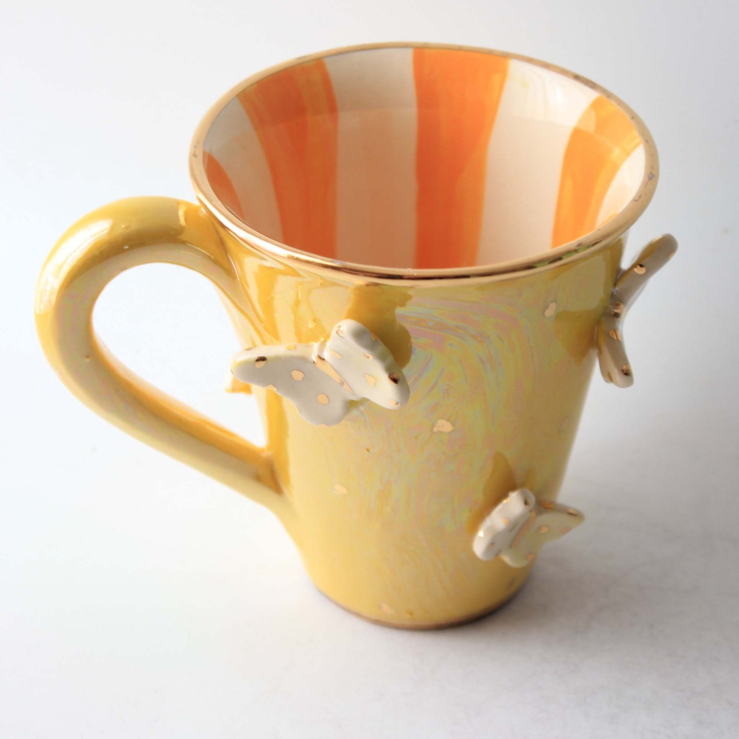 Butterfly Studded Mug Iridescent Yellow