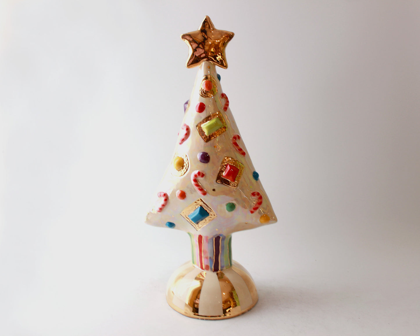 Large Jewelled Christmas Tree in Shimmering White with Star