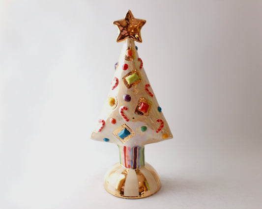 Large Jewelled Christmas Tree in Shimmering White with Star