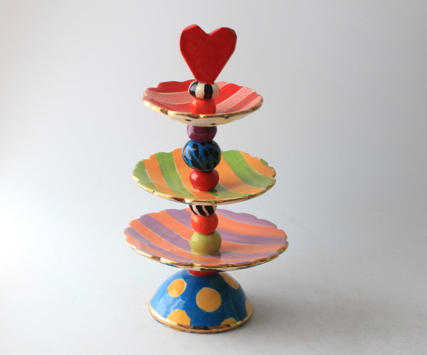 Three Tiered Jewellery Tray with Red Heart