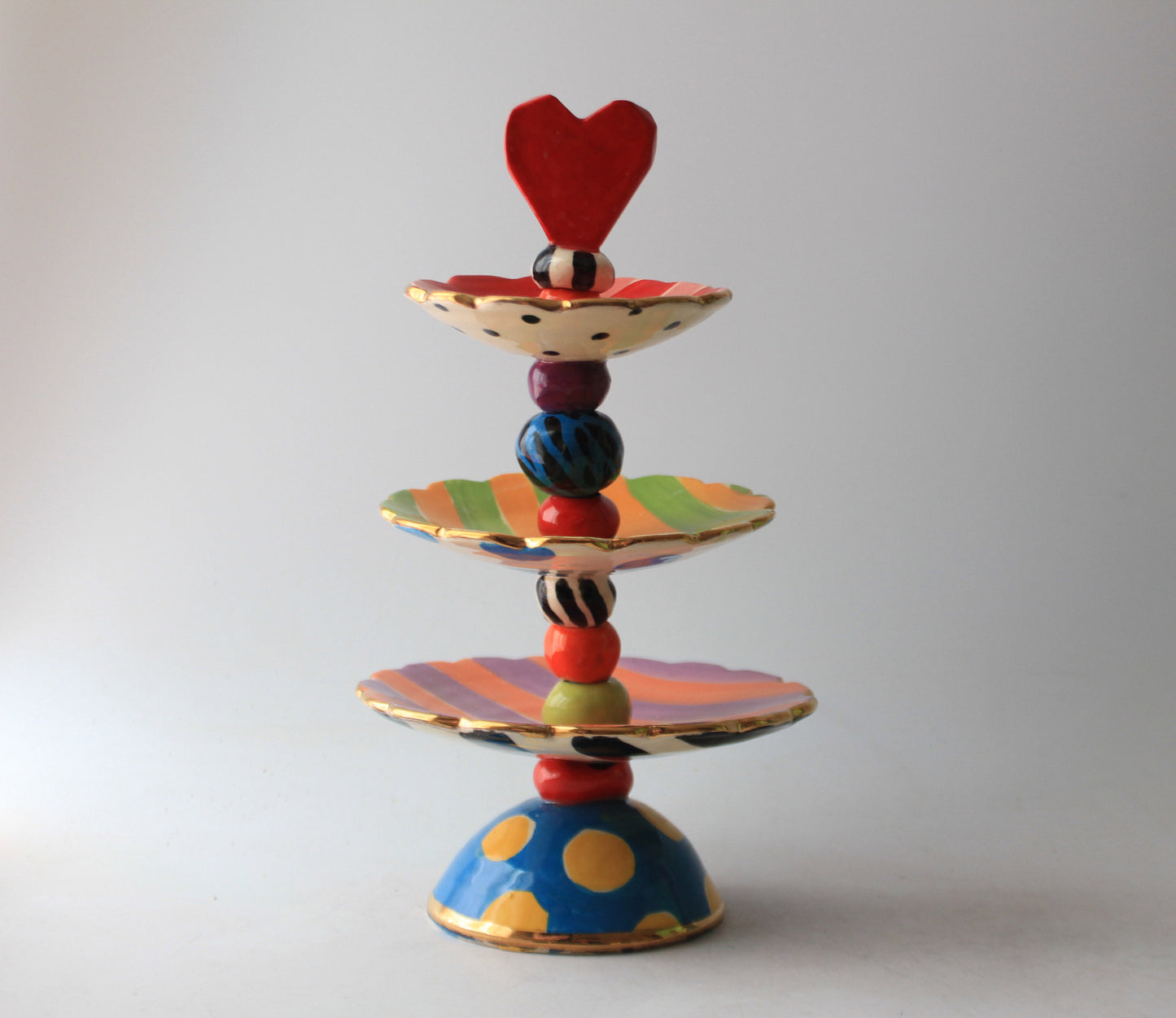Three Tiered Jewellery Tray with Red Heart