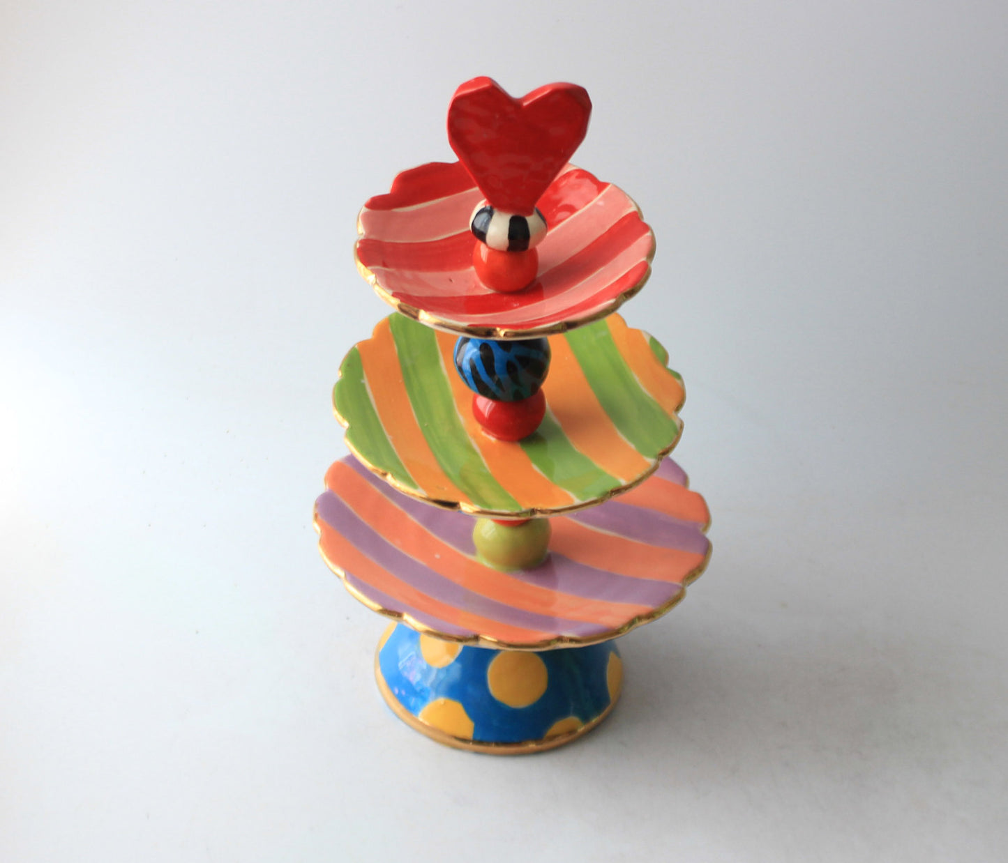 Three Tiered Jewellery Tray with Red Heart