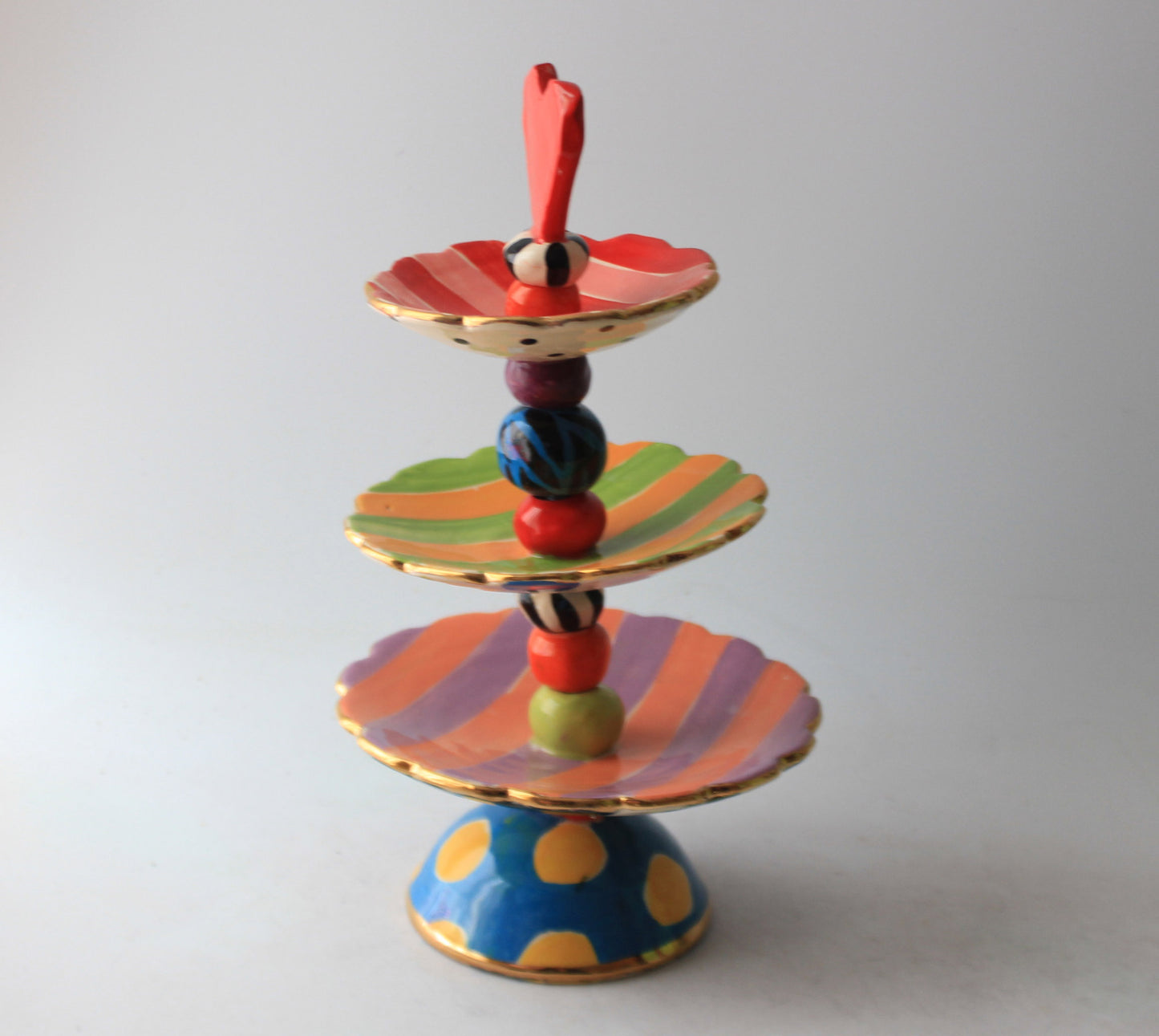 Three Tiered Jewellery Tray with Red Heart