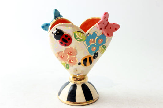 Butterfly Studded Baby Heart Vase with Bugs