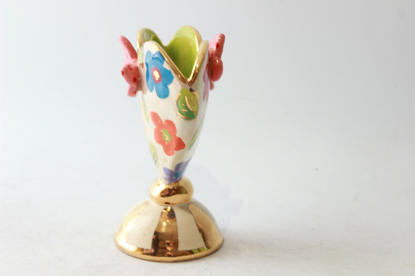 Baby Heart Vase with Butterflies and Daisies