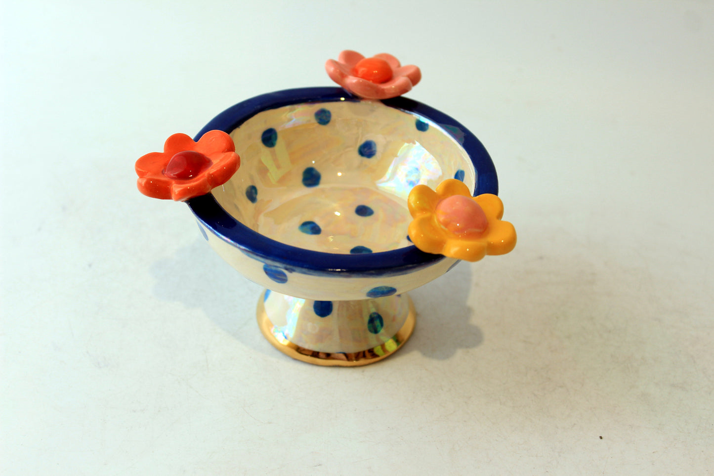 Tiny Raised Bowl Blue and White