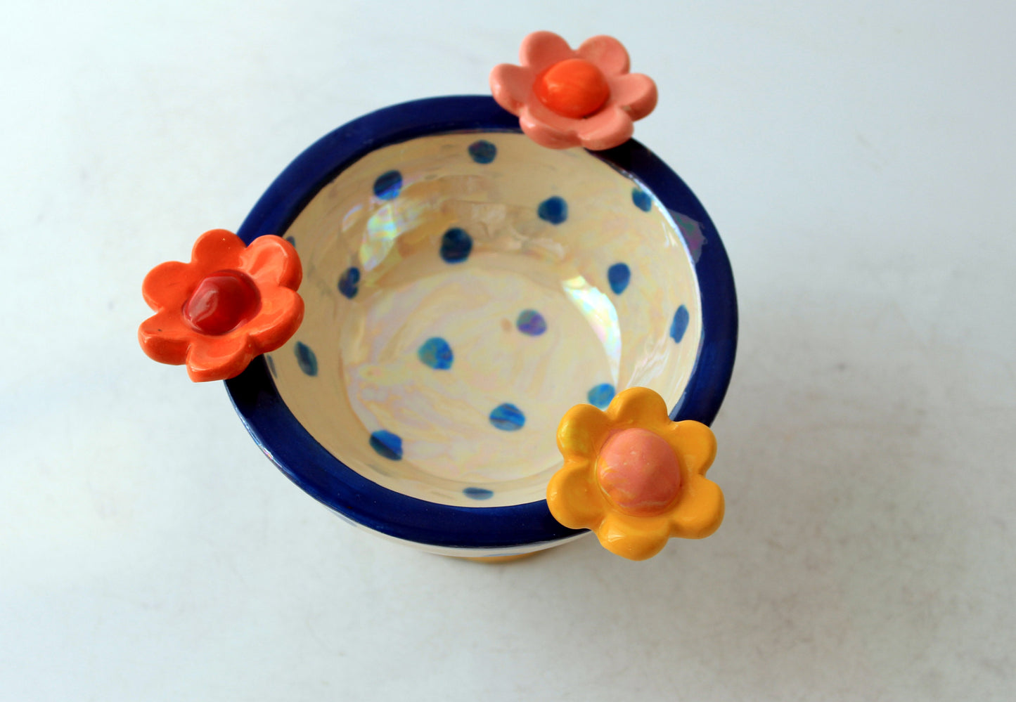 Tiny Raised Bowl Blue and White