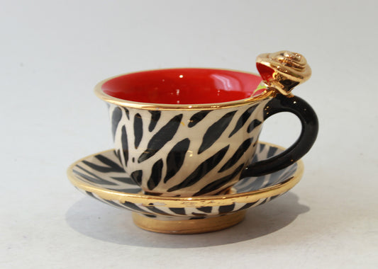 Baby Cup and Saucer Rose Handled Zebra